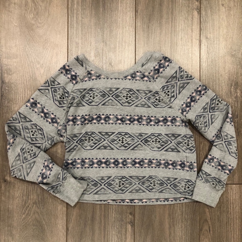 Hollister Grey/Black Aztec Print Sweater